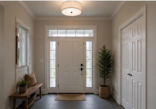 Entry hall with smooth, straight drywall and clean corners
